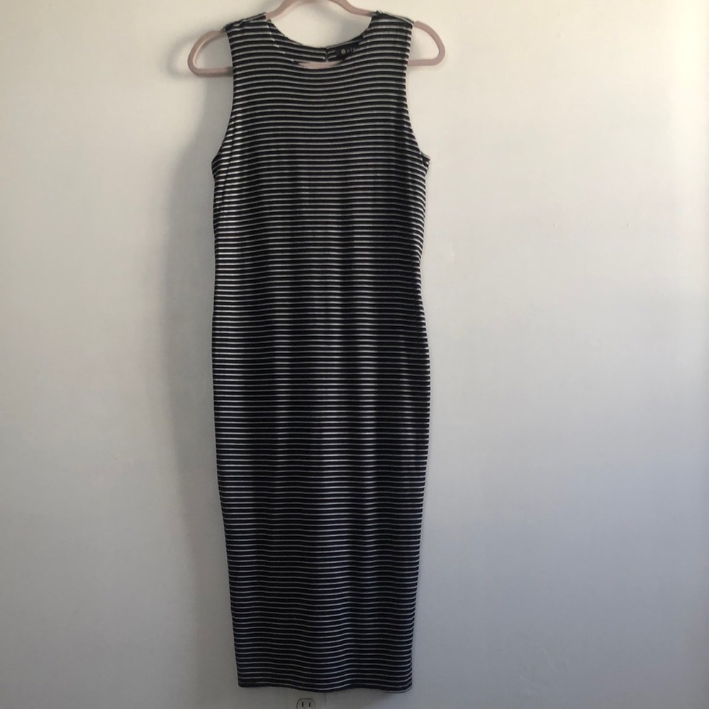 Athleta Striped Sleeveless Dress - Black and White